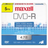 DVD-R DISCS, 4.7GB, 16X, W/JEWEL CASES, GOLD, 5/PACK