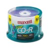 CD-R DISCS, 700MB/80MIN, 48X, SPINDLE, ASSORTED COLORS, 50/PACK