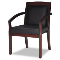 MERCADO SERIES WOOD GUEST CHAIR, MAHOGANY/BLACK LEATHER