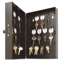 HOOK-STYLE KEY CABINET, 28-KEY, STEEL, BLACK, 7-3/4