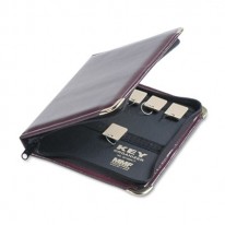 PORTABLE ZIPPERED KEY CASE, 24-KEY, LEATHER-LIKE VINYL, BURGUNDY, 8 3/8 X 7