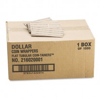 FLAT TUBULAR COIN WRAPPERS, DOLLAR COIN, $25, POP-OPEN WRAPPERS, 1000/BOX