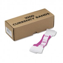 SELF-ADHESIVE CURRENCY STRAPS, PINK, $250 IN DOLLAR BILLS, 1000 BANDS/BOX