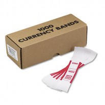 SELF-ADHESIVE CURRENCY STRAPS, RED, $500 IN $5 BILLS, 1000 BANDS/BOX