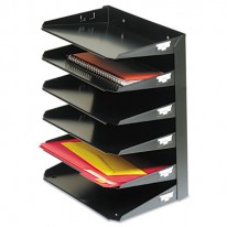 STEELMASTER MULTI-TIER HORIZONTAL LETTER ORGANIZERS, SIX TIER, STEEL, BLACK