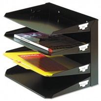 STEELMASTER MULTI-TIER HORIZONTAL LETTER ORGANIZERS, FOUR TIER, STEEL, BLACK