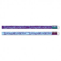 DECORATED PENCIL, READY, SET, BEST FOR THE TEST, BLUE/PURPLE BARREL, 12/PACK