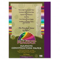 PEACOCK SULPHITE CONSTRUCTION PAPER, 76 LBS., 9 X 12, PURPLE, 50 SHEETS/PACK