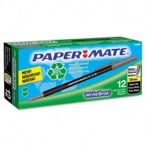 WRITE BROS RECYCLED BALLPOINT STICK PEN, BLACK INK, MEDIUM, DOZEN