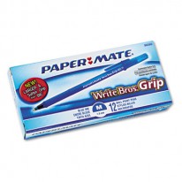 WRITE BROS GRIP BALLPOINT STICK PEN, BLUE INK, MEDIUM, DOZEN