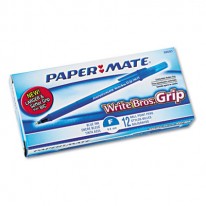 WRITE BROS GRIP BALLPOINT STICK PEN, BLUE INK, FINE, DOZEN