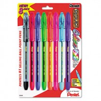 R.S.V.P. BALLPOINT STICK PEN, ASSORTED INK, MEDIUM, 8 PER PACK