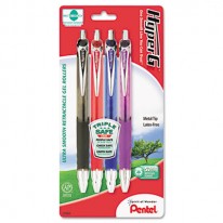 HYPER-G ROLLER BALL RETRACTABLE GEL PEN, ASSORTED INK, MEDIUM, 4/PACK