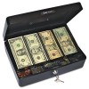SELECT SPACIOUS SIZE CASH BOX, 9-COMPARTMENT TRAY, 2 KEYS, BLACK W/SILVER HANDLE