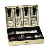 STEEL CASH BOX W/6 COMPARTMENTS, THREE-NUMBER COMBINATION LOCK, PEBBLE BEIGE