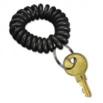 WRIST KEY COIL WEARABLE KEY ORGANIZER, FLEXIBLE COIL, BLACK