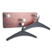 WALL RACK, FOUR KNOBS/TWO HANGERS, MAHOGANY
