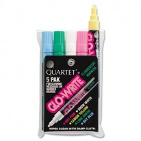 GLO-WRITE FLUORESCENT MARKERS, FIVE ASSORTED COLORS, 5/SET