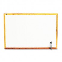 STANDARD DRY-ERASE BOARD, MELAMINE, 36 X 24, WHITE, OAK FINISH WOOD FRAME