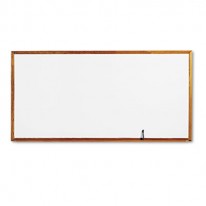 STANDARD DRY-ERASE BOARD, MELAMINE, 9 X 48, WHITE, OAK FINISH WOOD FRAME