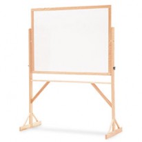 REVERSIBLE DRY-ERASE BOARD, MELAMINE, 72 X 48, WHITE, OAK HARDWOOD FRAME