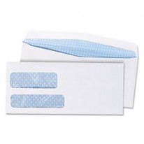 DOUBLE WINDOW SECURITY TINTED CHECK ENVELOPE, #9, WHITE, 1000/BOX