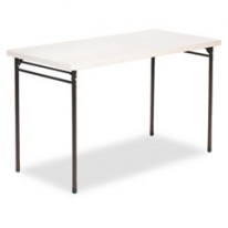 ENDURA MOLDED RESIN FOLDING TABLE, RECTANGULAR, 48W X 24D, OFF-WHITE/BRONZE