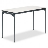 TUFF-CORE PREMIUM COMMERCIAL FOLDING TABLE, 48W X 24D, OFF-WHITE/PEWTER FRAME