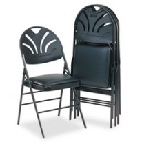 XL SERIES VINYL PADDED SEAT/ MOLDED FAN BACKFOLDING CHAIR, BLACK, 4/CARTON