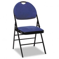 XL SERIES FABRIC PADDED FOLDING CHAIR, NAVY MICROSUEDE/BLACK FRAME, 4/CARTON