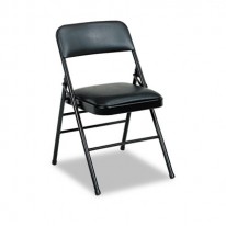 DELUXE VINYL PADDED SEAT & BACK FOLDING CHAIRS, BLACK, 4/CARTON